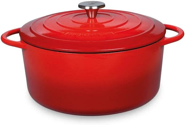 Küchenprofi Bratentopf Rund Aus Gusseisen Provence In Classic Red 22 Cm / 18 Cm / 10,5 Cm / 3,2 L