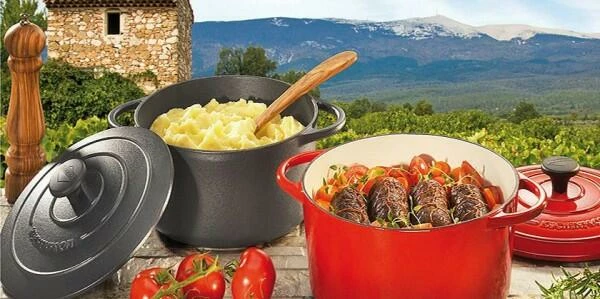 Küchenprofi Bratentopf Rund Aus Gusseisen Provence In Classic Red 22 Cm / 18 Cm / 10,5 Cm / 3,2 L – Bild 2