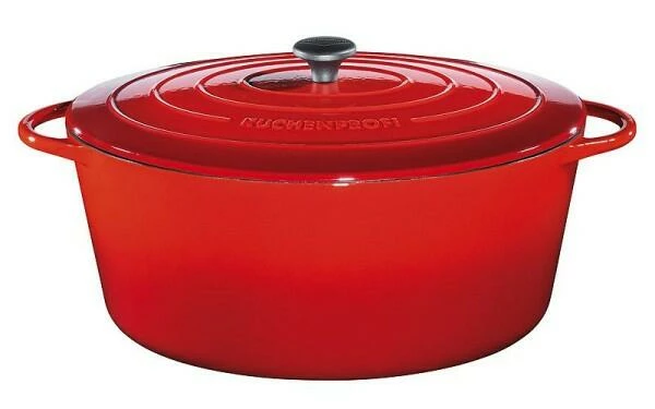 Küchenprofi Bratentopf Oval Aus Gusseisen In Classic Red 33 Cm / 25,5 X 19 Cm / 7,0 Liter / 26 Cm / 39 Cm – Bild 2