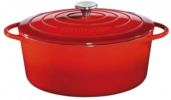 Küchenprofi Bratentopf Oval Aus Gusseisen In Classic Red 33 Cm / 25,5 X 19 Cm / 7,0 Liter / 26 Cm / 39 Cm