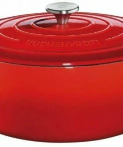 Küchenprofi Bratentopf Oval Aus Gusseisen In Classic Red 35 Cm / 27,5 X 22x5 Cm / 8,9 Liter/ / 27 Cm / 42,5 Cm