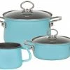 Riess Emaille Riess Geschirr-Set Aus Emaille, 3-tlg. In Kristallblau