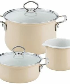 Riess Emaille Riess Geschirr-Set Aus Emaille, 3-tlg. In Capuccino