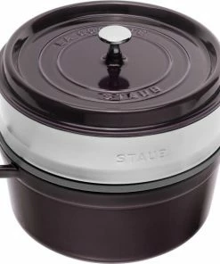 Staub Cocotte Rund Aus Gusseisen Mit Dämpfeinsatz In Grenadine