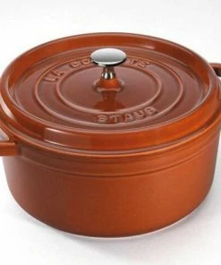 Staub Cocotte Rund Aus Gusseisen In Zimt 26, 24 Cm / 12 Cm/ 5,2 Liter