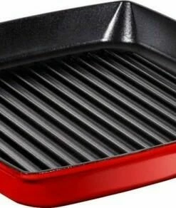 Staub Grillpfanne Mit Seitengriffen Quadratisch In Kirschrot