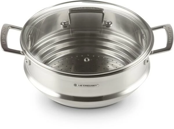 Le Creuset Multi-Dämpfeinsatz 3-ply Aus Edelstahl Mit Glasdeckel, 20-24 Cm