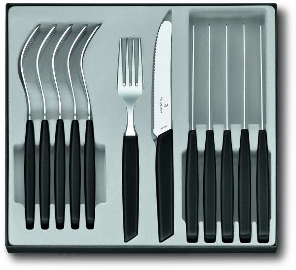 Victorinox Swiss Modern Besteck-Set Mit Tomatenmessern, 12-teilig, Schwarz
