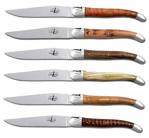 Forge De Laguiole Tafel- Und Steakmesser In Ebenholz/ Edelstahlkappen Glänzend Set Mit 6 Messern – Bild 2