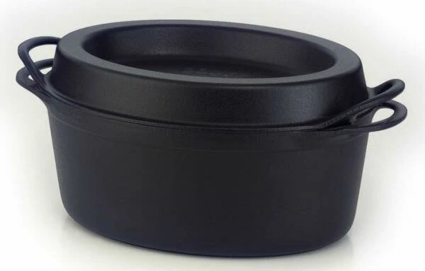 Le Creuset Saftbräter Doufeu Oval Aus Gusseisen In Schwarz 32 X 25 Cm / 6,9 Liter