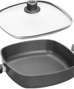 Woll Viereck-Servierpfanne Induktion + Sicherheitsglasdeckel Titanium Nowo